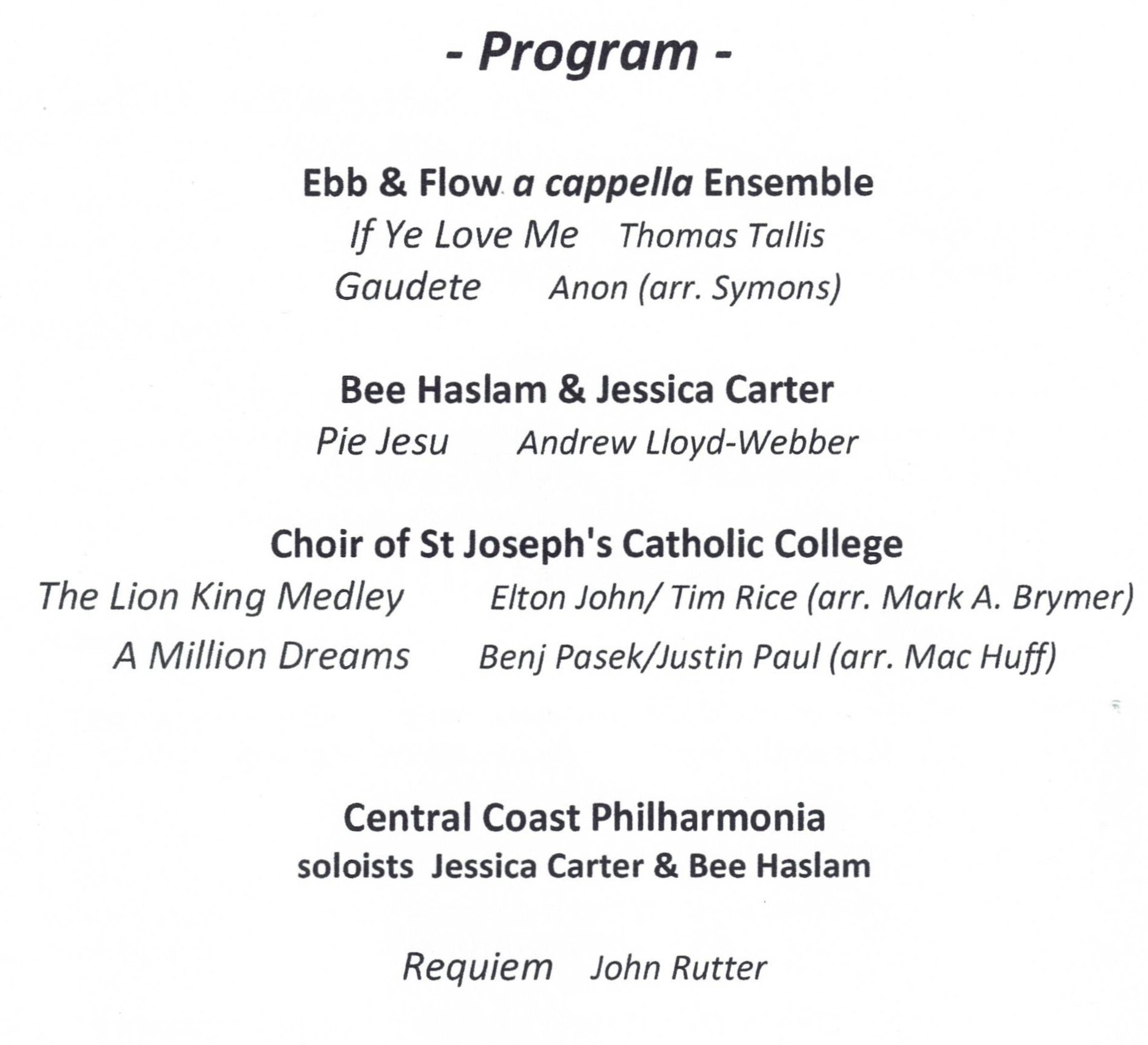 Concert Programme